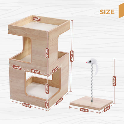 PAWZ Road Wood Cat Condo House Modern Cat Tree Pad