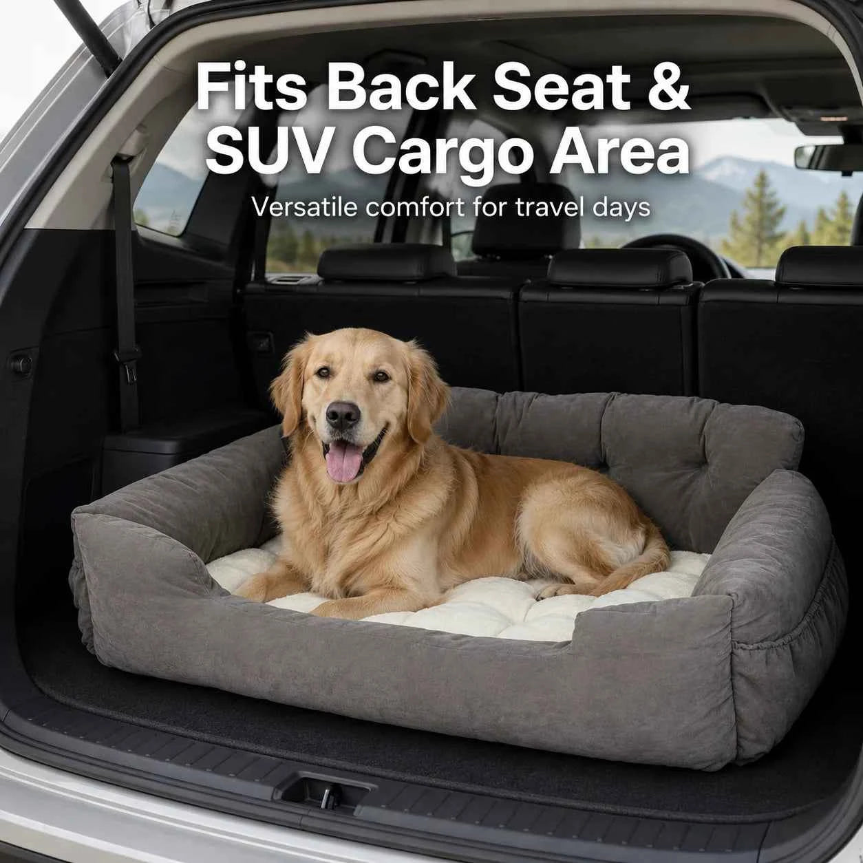 Pet Car Seat, Portable Dog Booster Seat with Safety Leash & Storage Pockets, Waterproof Travel Cat Bed for Small/Medium/Large Dogs