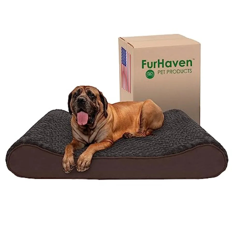 Cooling Gel Dog Bed Removable Washable Cover Faux Fur Lounger