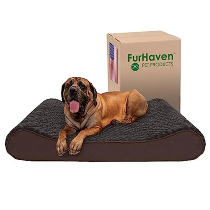 Cooling Gel Dog Bed Removable Washable Cover Faux Fur Lounger