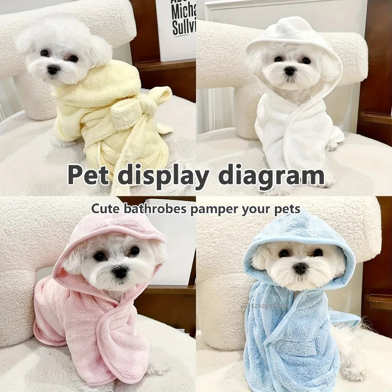 Quick Dry Pet Bath Towel Robe Absorbent Dog Cat Bathrobe