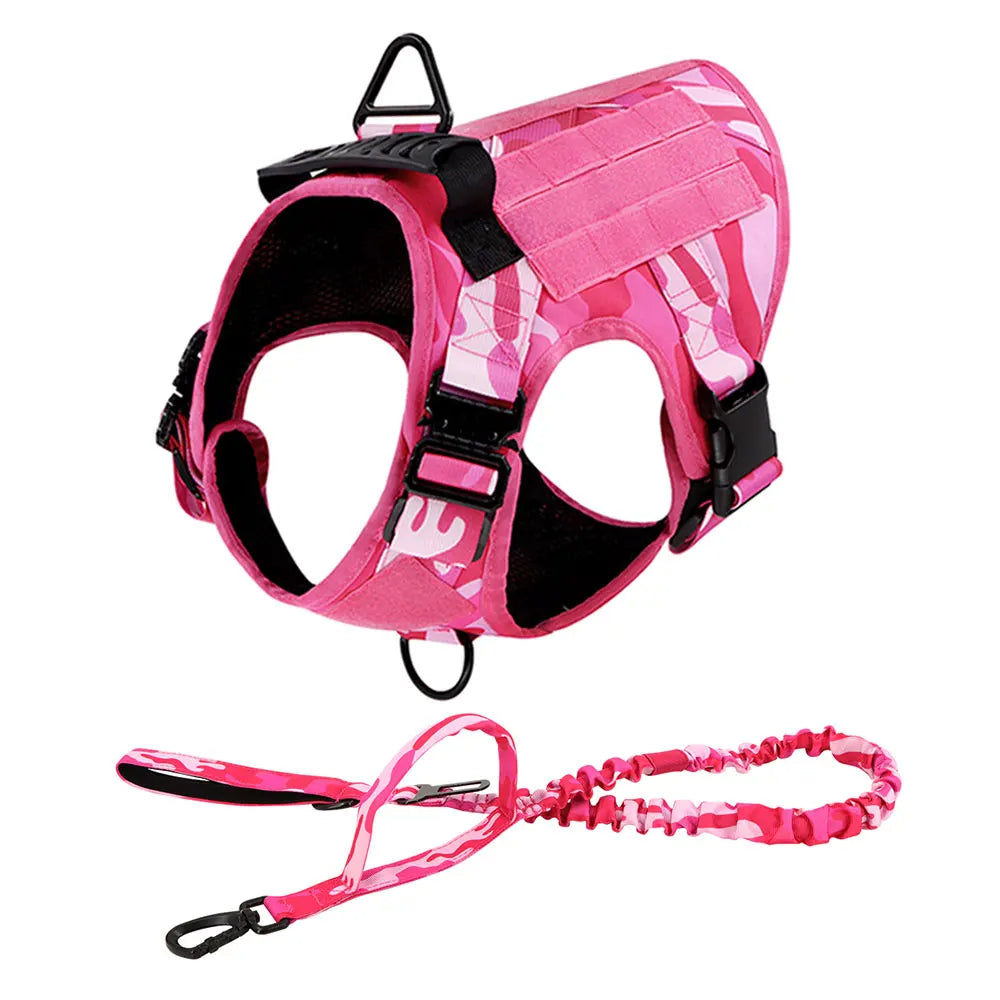 Military Camouflage Dog Harness With Adjustable Leash