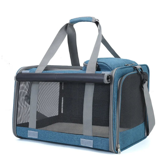 Portable Expandable Pet Travel Bag Soft Sided Breathable Carrier Crossbody