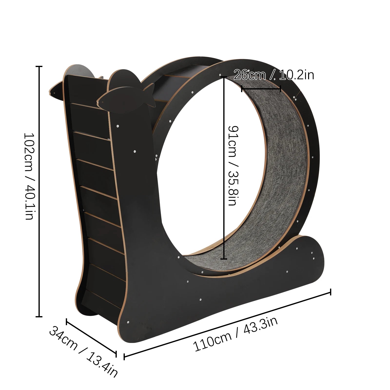 Cat Exercise Wheel Treadmill With Carpeted Runway For Cats