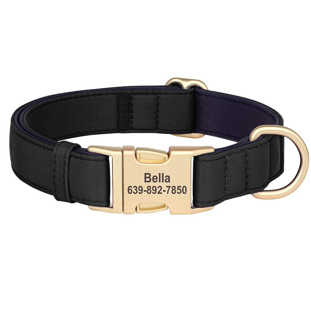 NONECN Personalized Waterproof Nylon Dog Collar Padded Engraved