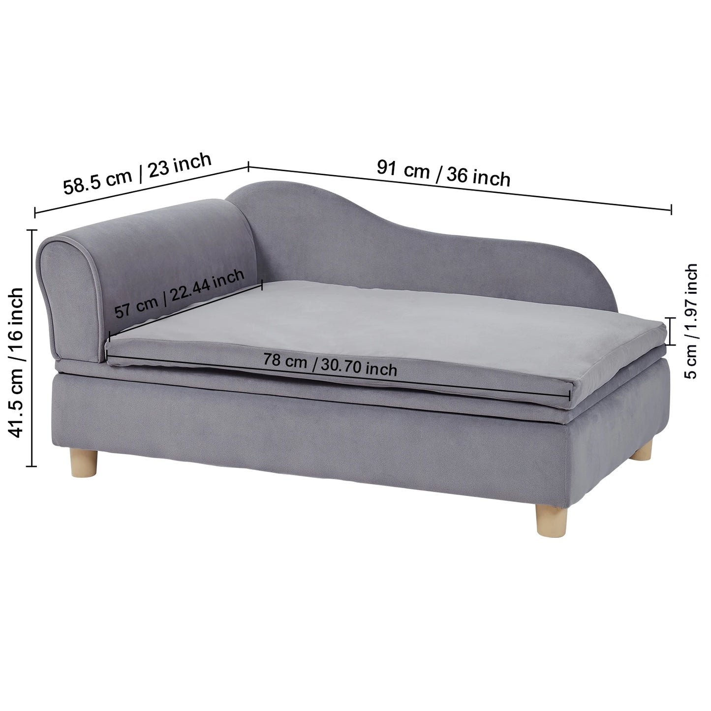 SucceBuy Velvet Pet Sofa for Dogs and Cats Living Room