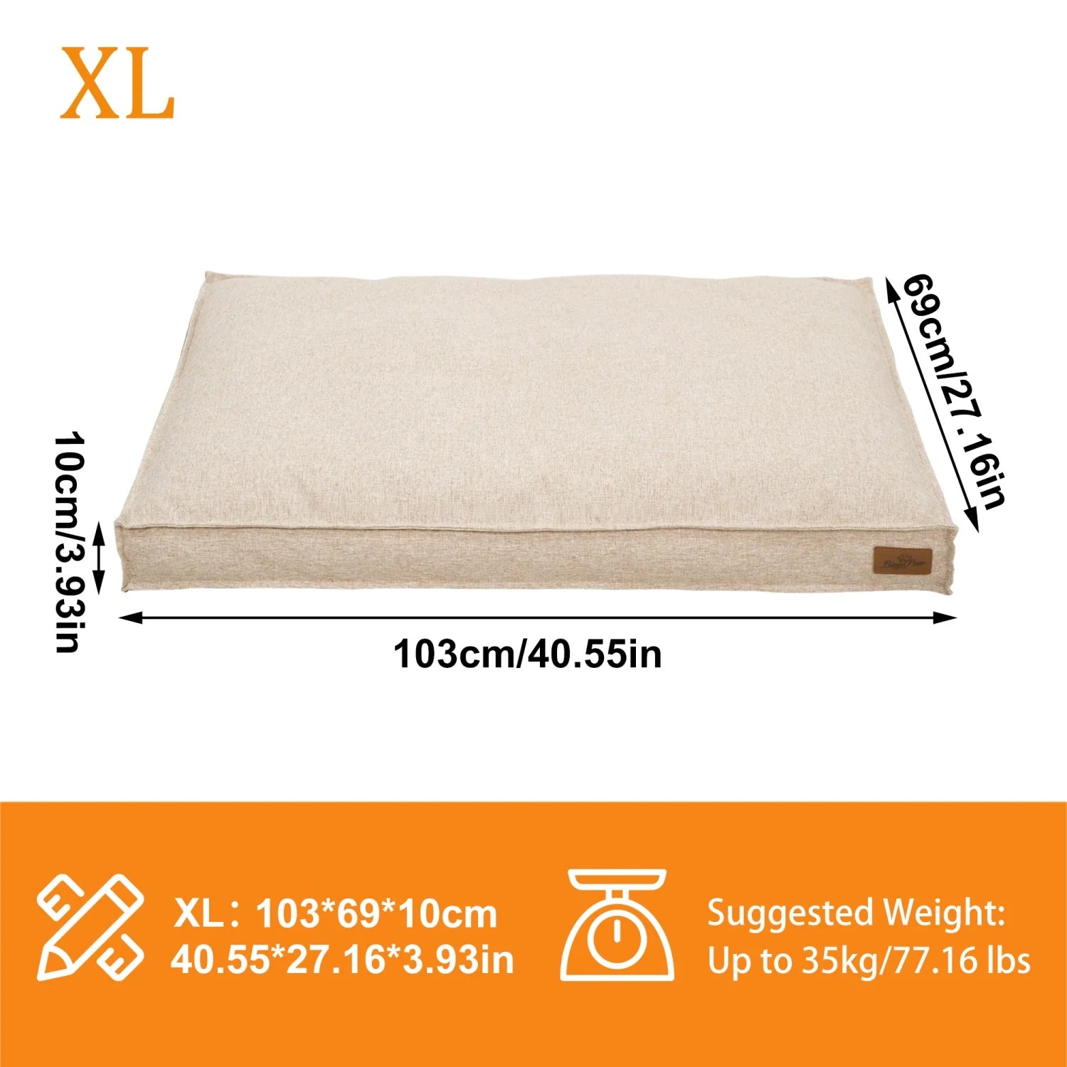 M/L/XL/2XL Dog Beds Cozy Cushion for Medium Large Dogs Rectangular Pet Bed Sleep Mat with Linen Cover Foam Base Waterproof Lining