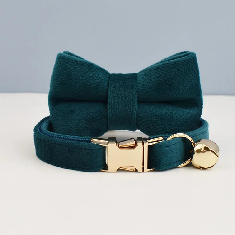 NONED Bowknot Cat Collar With Bell Engraving ID Tag