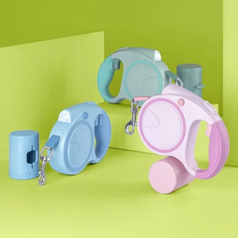Multifunctional Retractable Dog Leash With LED And Dispenser