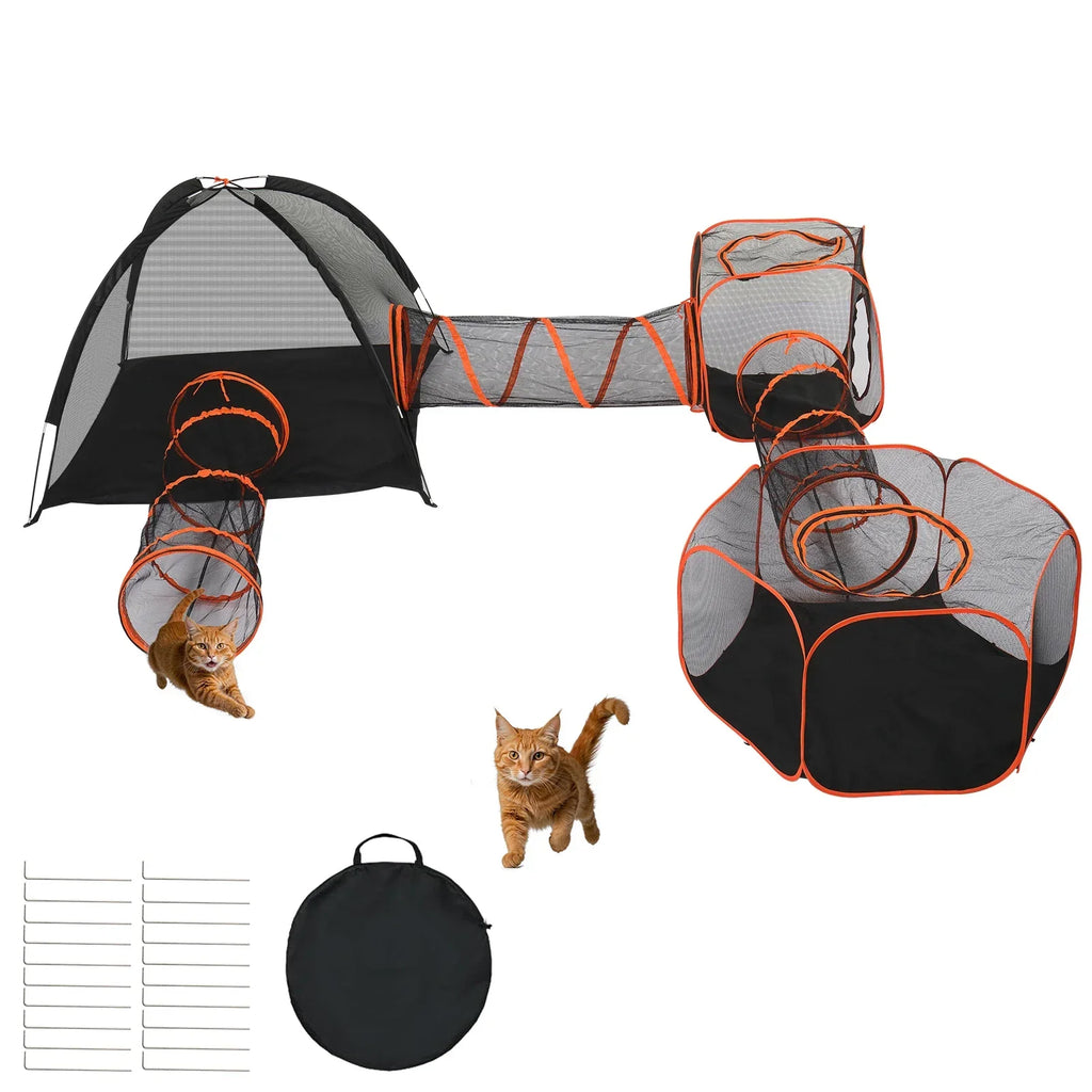 Outdoor Cat Enclosures Portable Play Tent With Tunnels