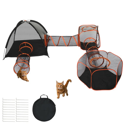 Outdoor Cat Enclosures Portable Play Tent With Tunnels