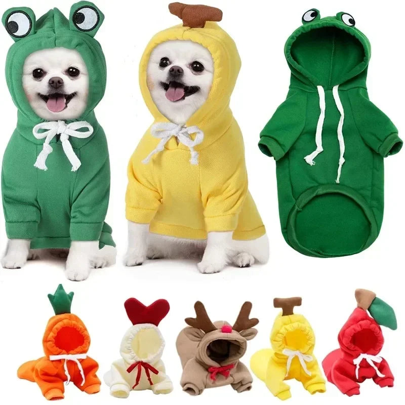 Dog Hooded Sweatshirt Winter Coat Pet Clothes For Small Dogs