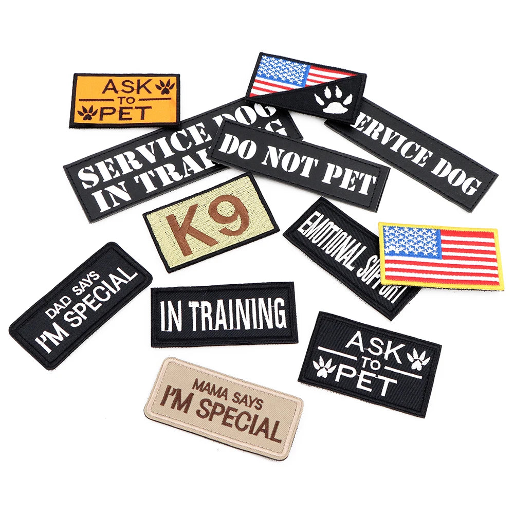 PETRAVELCN Tactical Dog Patch Bundle 12 Patches For ID Tags