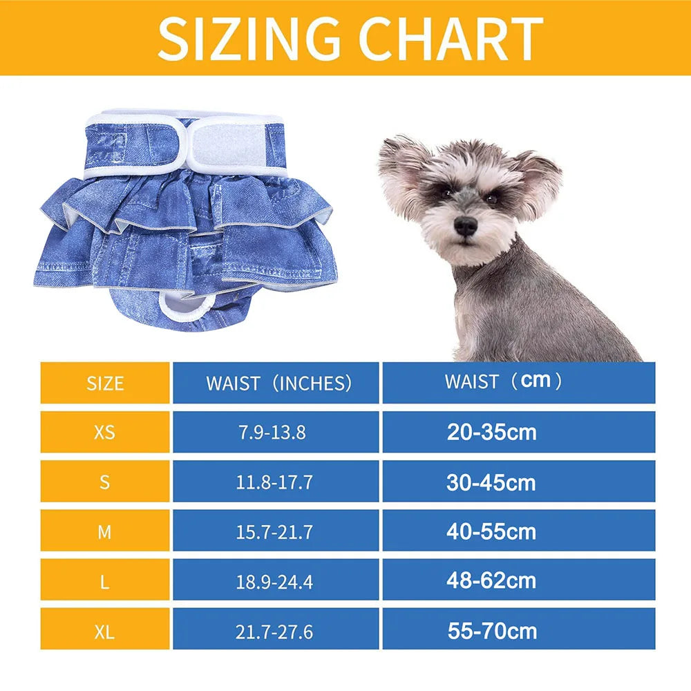 Reusable Female Dog Diapers Washable Premium Doggie Diaper for Girls Dogs Highly Absorbent Dog Shorts for Pet Heat Incontinence