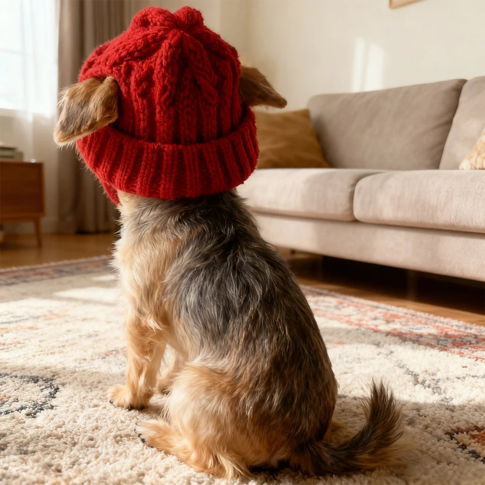 NONECN Warm Knitted Hat For Maltese Dogs Indoors Outdoors