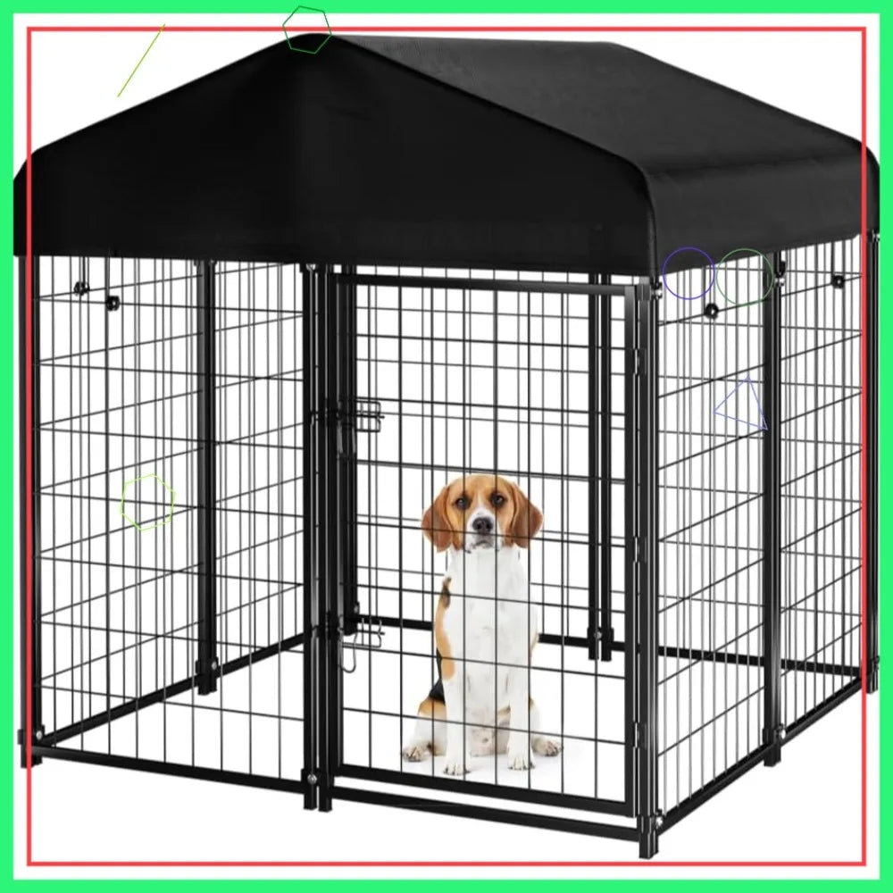 Outdoor Dog Kennel With Roof Heavy Duty Welded Wire Enclosure