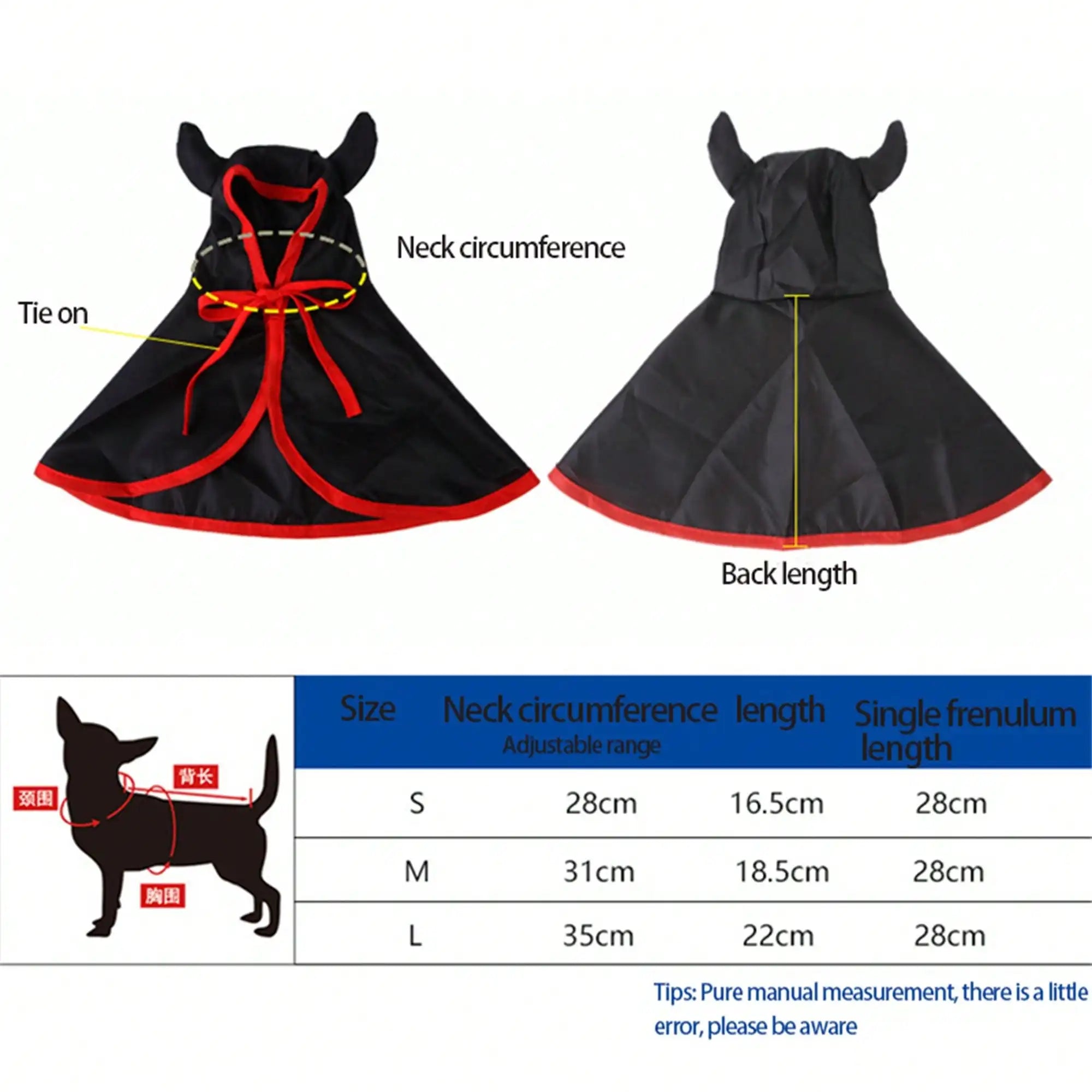 Classic Halloween Vampire Devil Dog Cape With Adjustable Hat
