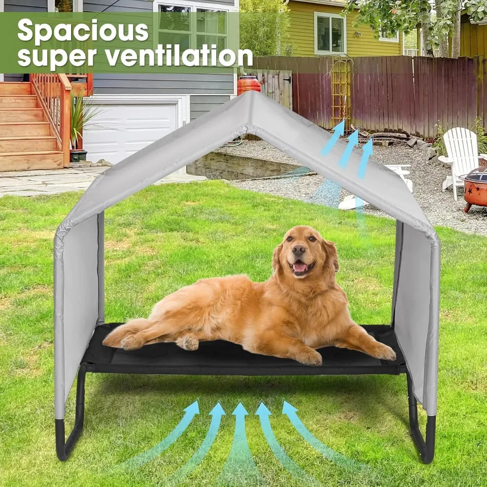 Outdoor Dog Bed With Canopy Shade Shelter Waterproof Sun Protection