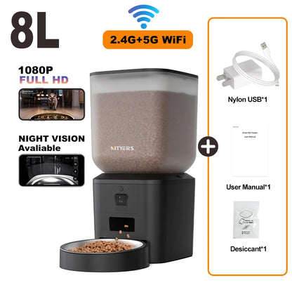 Nityers Automatic Cat Feeder 1080P Camera 5G WiFi Night Vision