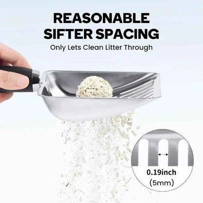 Stainless Steel Cat Litter Scoop with Rubber Handle Metal Kitty Scooper Sturdy Mesh Scooper Litter Filter Pet Cleaning Tools