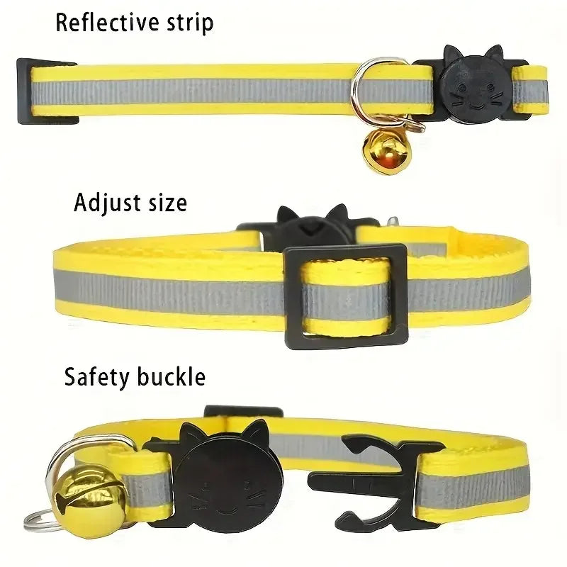 Personalized Free Engraving Reflective Cat Collar Adjustable Nylon