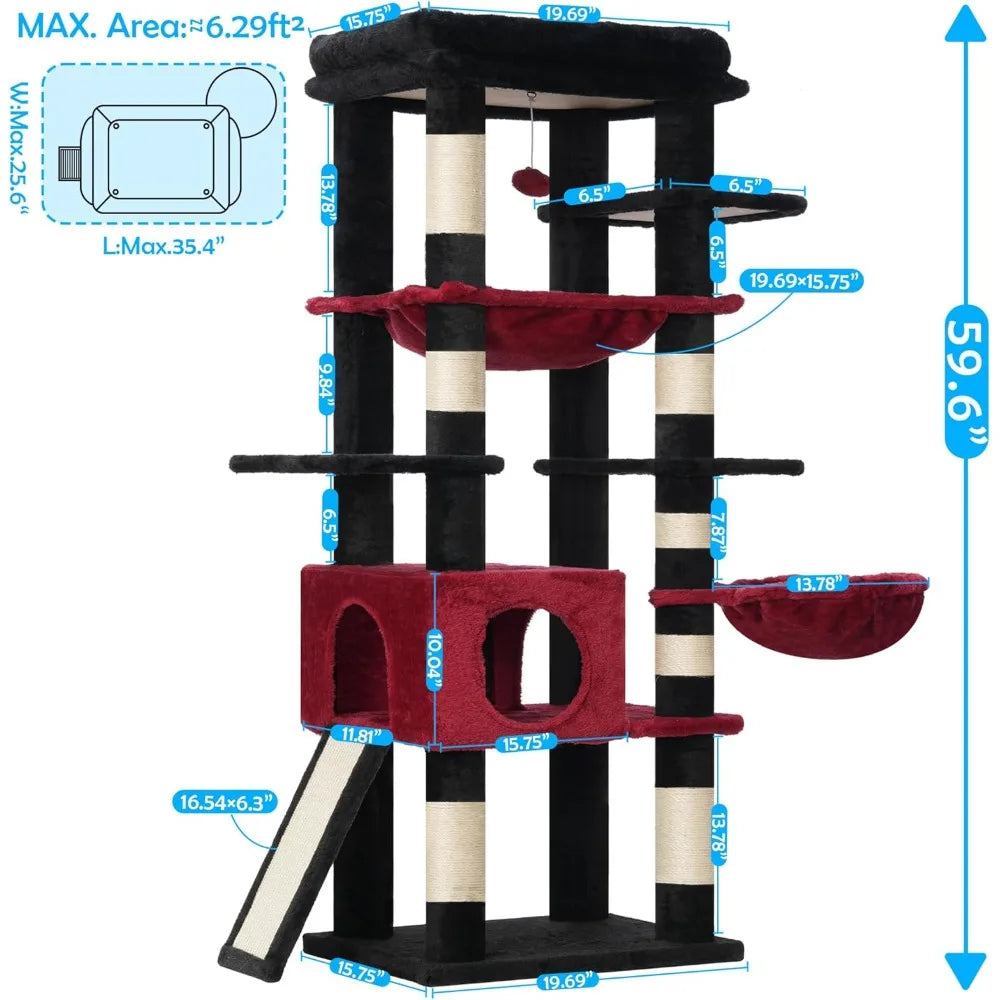 Pet Harmony Supplies Cat Tree Tower With Condo Hammock