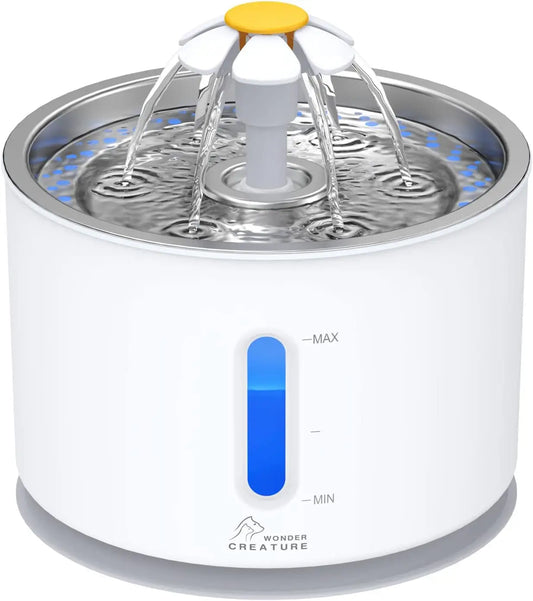 Automatic Pet Water Fountain With LED Light And Stainless Lid