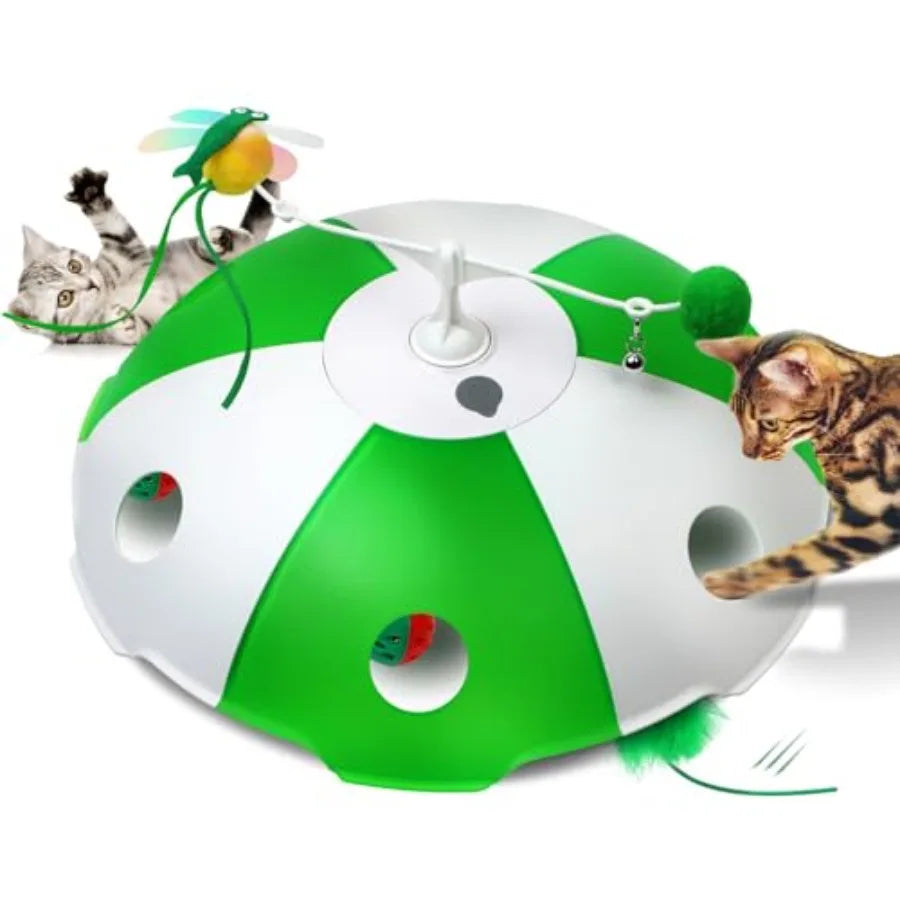 Rechargeable Interactive Cat Toy With Touch Activation Moving Feather Chirping