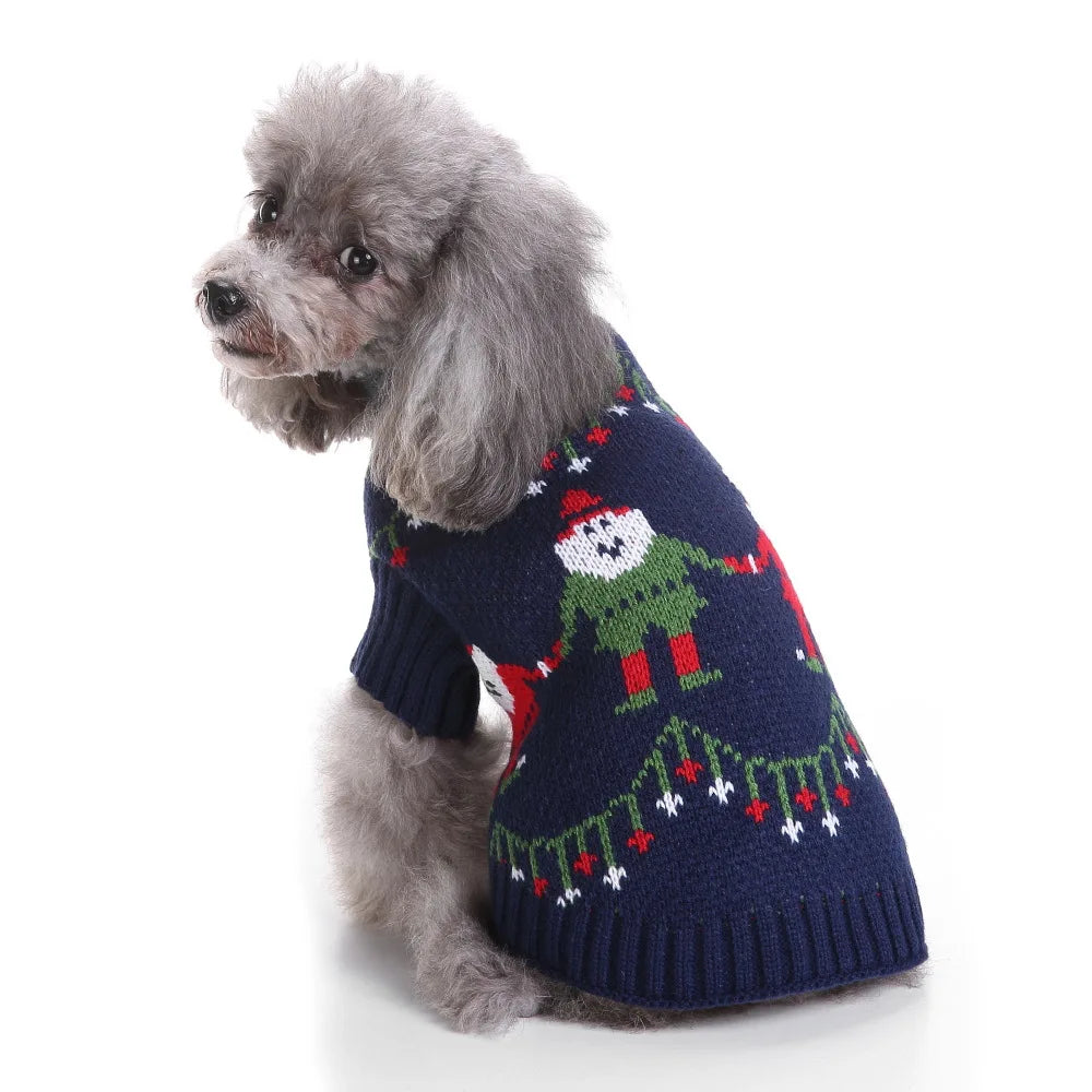 Dog Stripes Sweaters Winter Knitting Pet Sweater for Medium Large Dogs Christmas Elk Dog Clothes Labrador Pullovers Costume