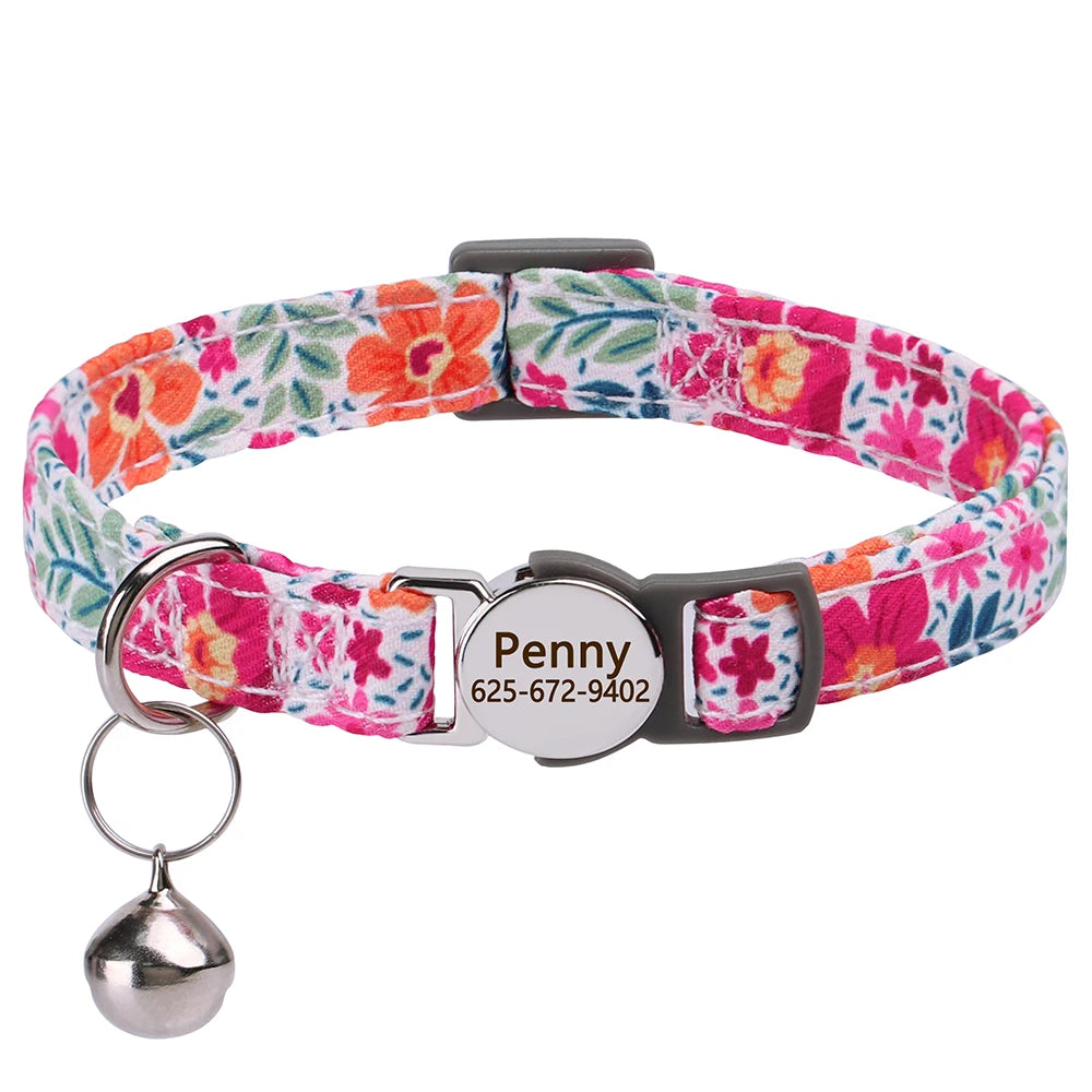 Free personalized kitten collar, engraved with pet dog's name, anti-lost, suitable for cats and small dogs, adjustable