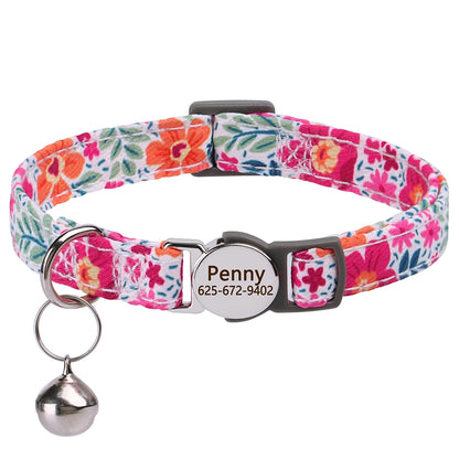 Free personalized kitten collar, engraved with pet dog's name, anti-lost, suitable for cats and small dogs, adjustable