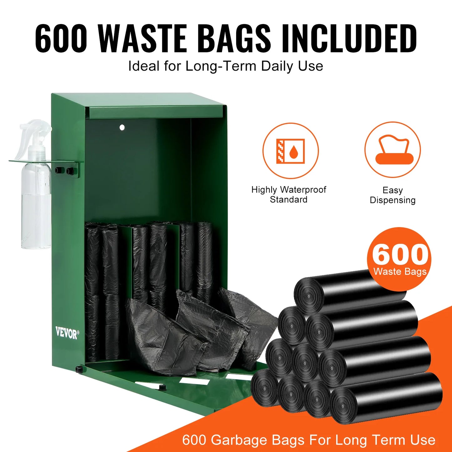 SucceBuy Dog Poop Bag Dispenser with Hand Wash Bottle Lockable Outdoor Dog Waste Bag Holder with 600 Waste Bags for Porch Lawn