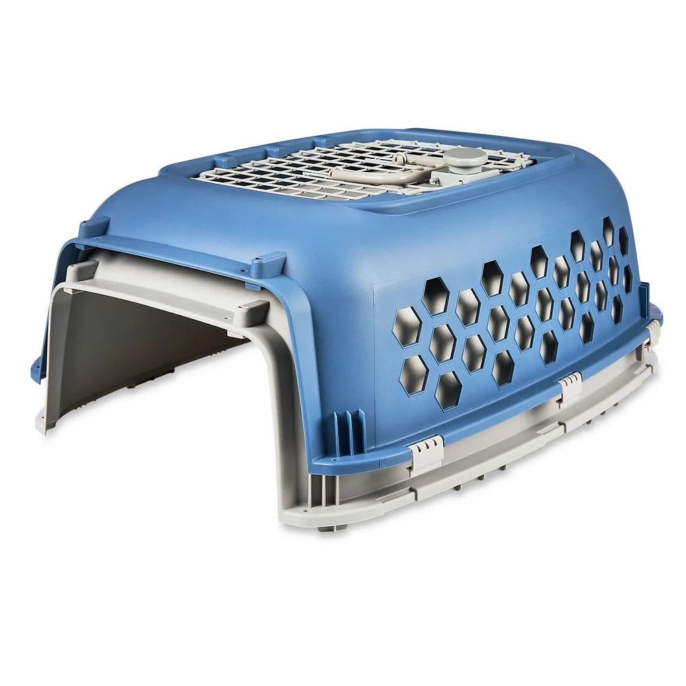 Multicolored Plastic Double Door Pet Kennel Top Opening Dogs Cats Heavy Duty Durable Secure Travel Carrier with Ventilation