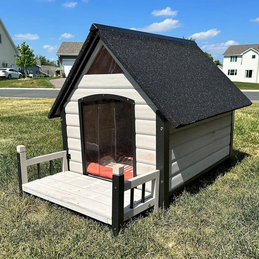 Outdoor Dog House 100% Insulated Dog Kennel with Liner for Winter, Thick Material - insulated liner, metal frame, Waterproof