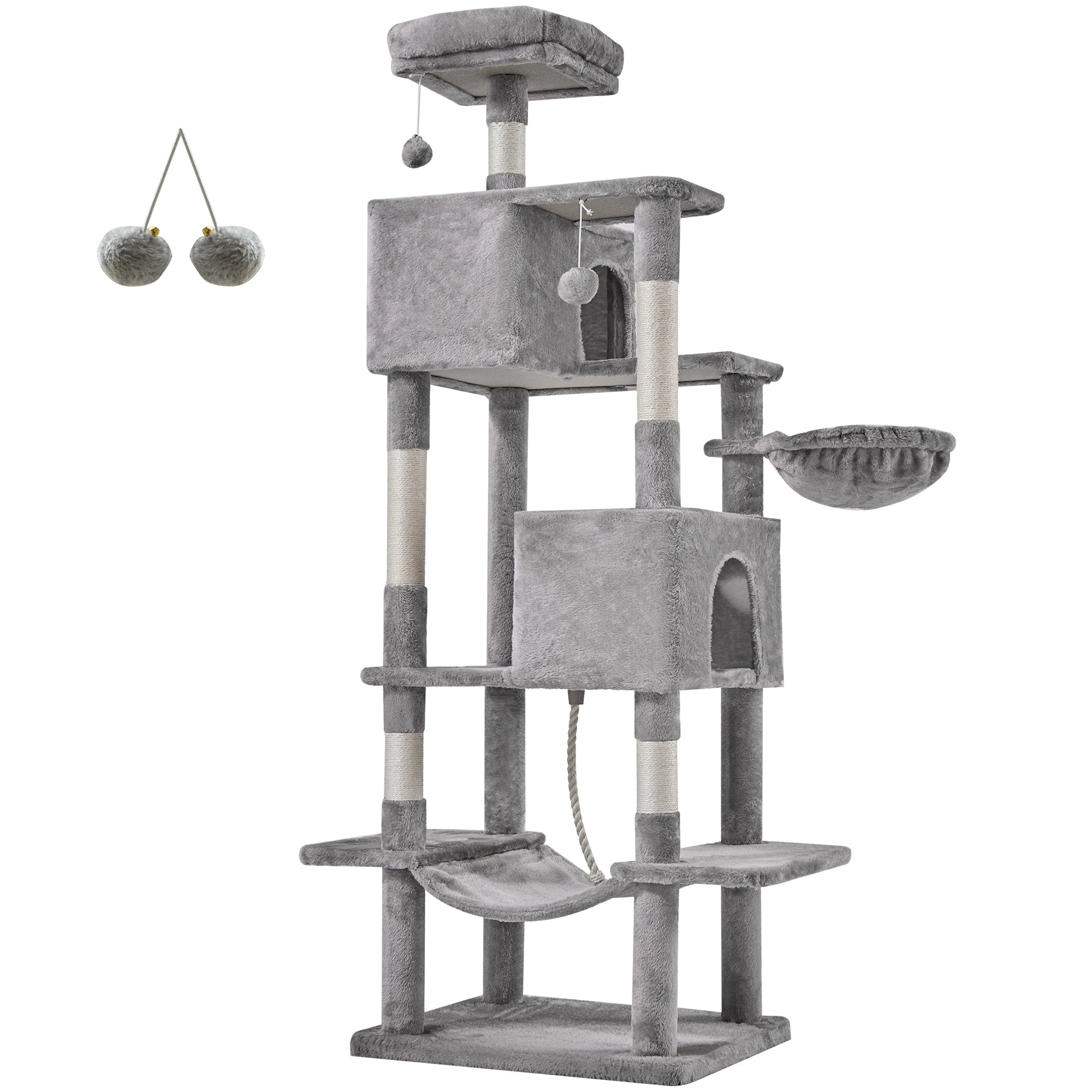 JHK Cat Tree Tower 66 Inch Large Multi Level Cat Climbing Tower with Condo Natural Sisal Scratching Posts Pet House for Indoor
