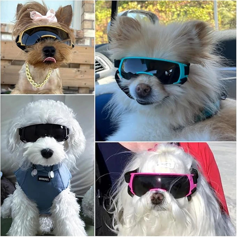 Dog Sunglasses Small Breed Dog Goggles for Small Dogs Windproof Anti-UV Glasses for Dogs Outdoor Eye Protection