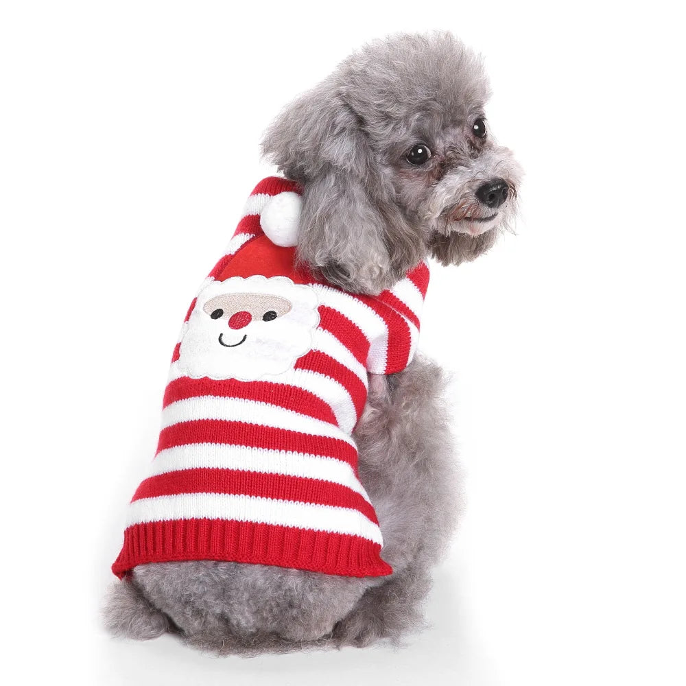 Dog Stripes Sweaters Winter Knitting Pet Sweater for Medium Large Dogs Christmas Elk Dog Clothes Labrador Pullovers Costume
