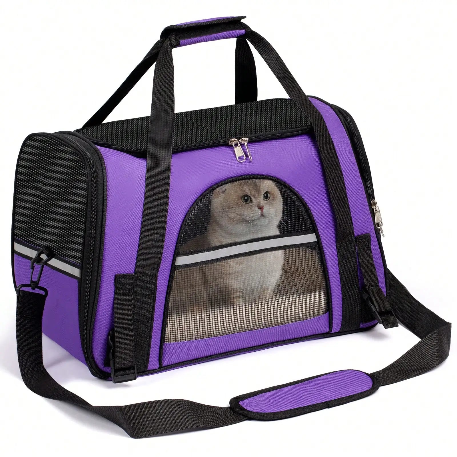 Breathable Pet Carrier Bag Airline Approved Foldable Pet Travel Carrier Secure Anti Escape Zipper Ventilated Spacious Collapsible Cat Dog Carrier Handbag With Shoulder Strap For Small Puppy Kitten Outdoor Car Travel