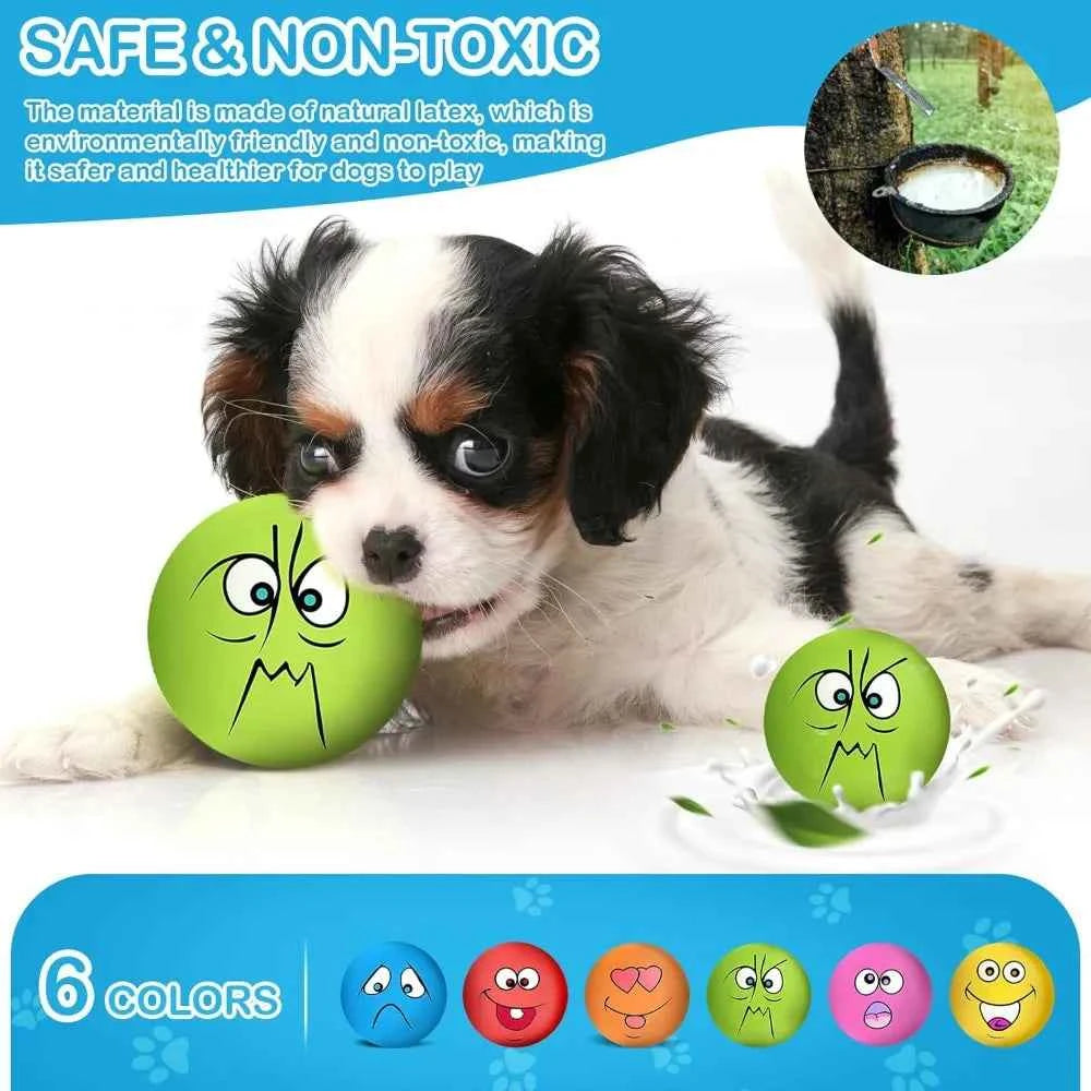 3.14" Squeaky Dog Toys Funny Smile Face Chewing Latex Rubber Fetch Play Interactive Dog Balls for Puppy Small Medium Pet (6PCS)