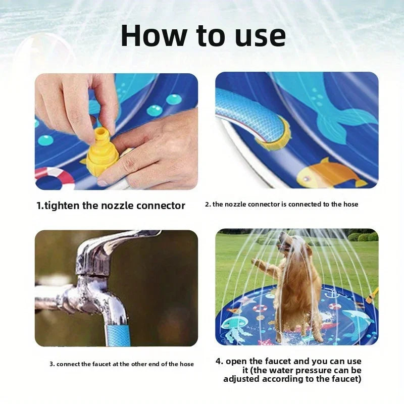 Outdoor Pet Sprinkler Pool Mat For Dogs Summer Fun