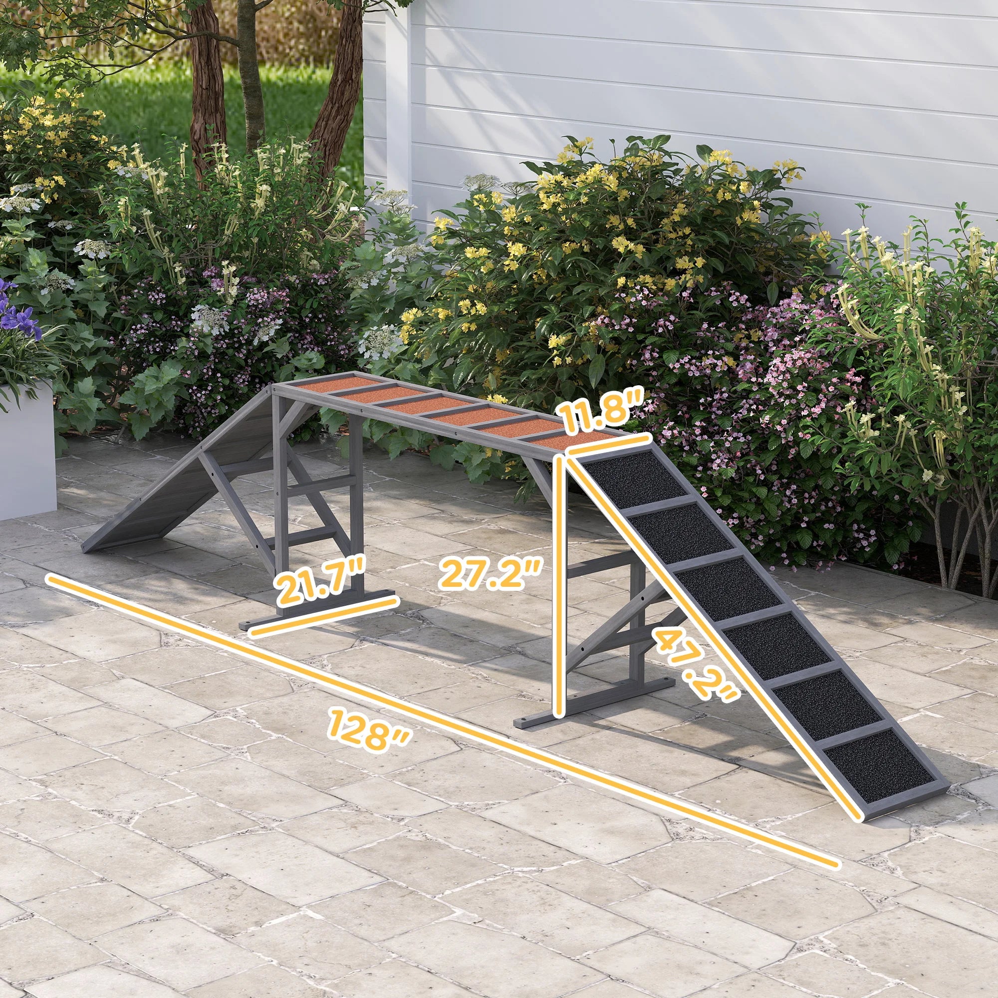 Dog Agility Ramp With Safety Bars And 35 Degree Slope