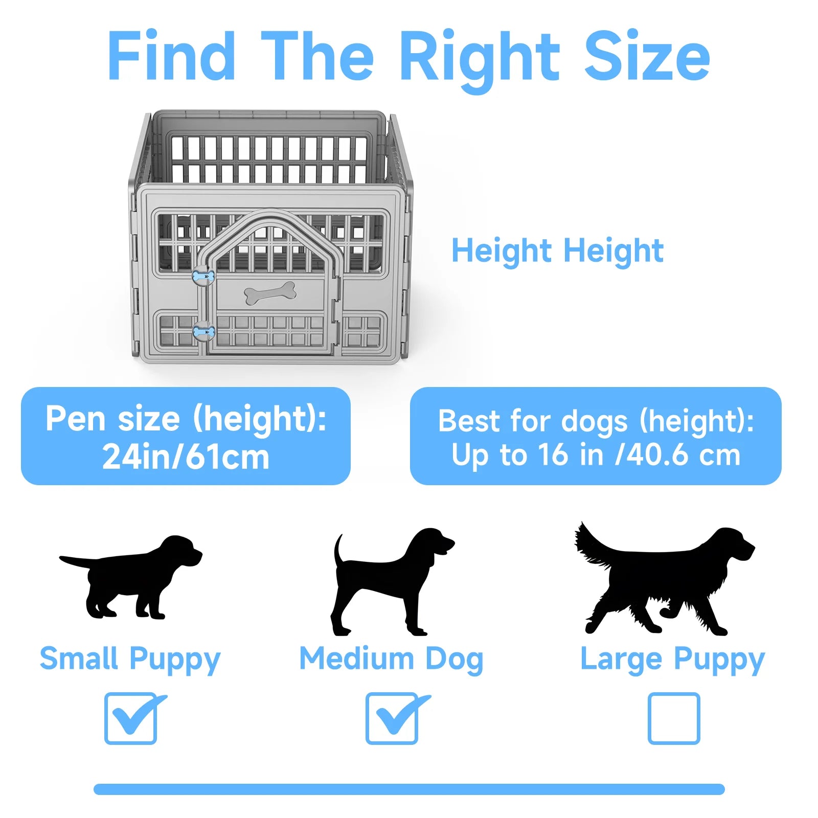 4 Panels Plastic Pet Playpen Indoor Outdoor Dog Fence, Foldable Puppy Exercise Pen for Small Medium Pets