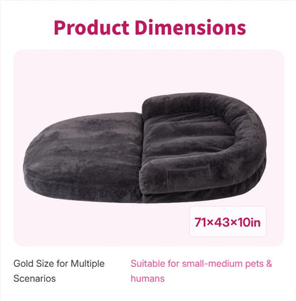 Dual-Use Extra Large Pet Bed 71x43x10in Foldable Cozy Cuddler Pet Mat for Owners And Pets to Rest Together