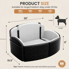 Dog Car Seat for Medium/Large Dogs, Memory Foam Dog Booster Seat with Thick Cushion up to 55 lbs or 2 Small Dogs, Travel Pet Car Seat with Detachable Washable Cover, 2 Safety Leashes