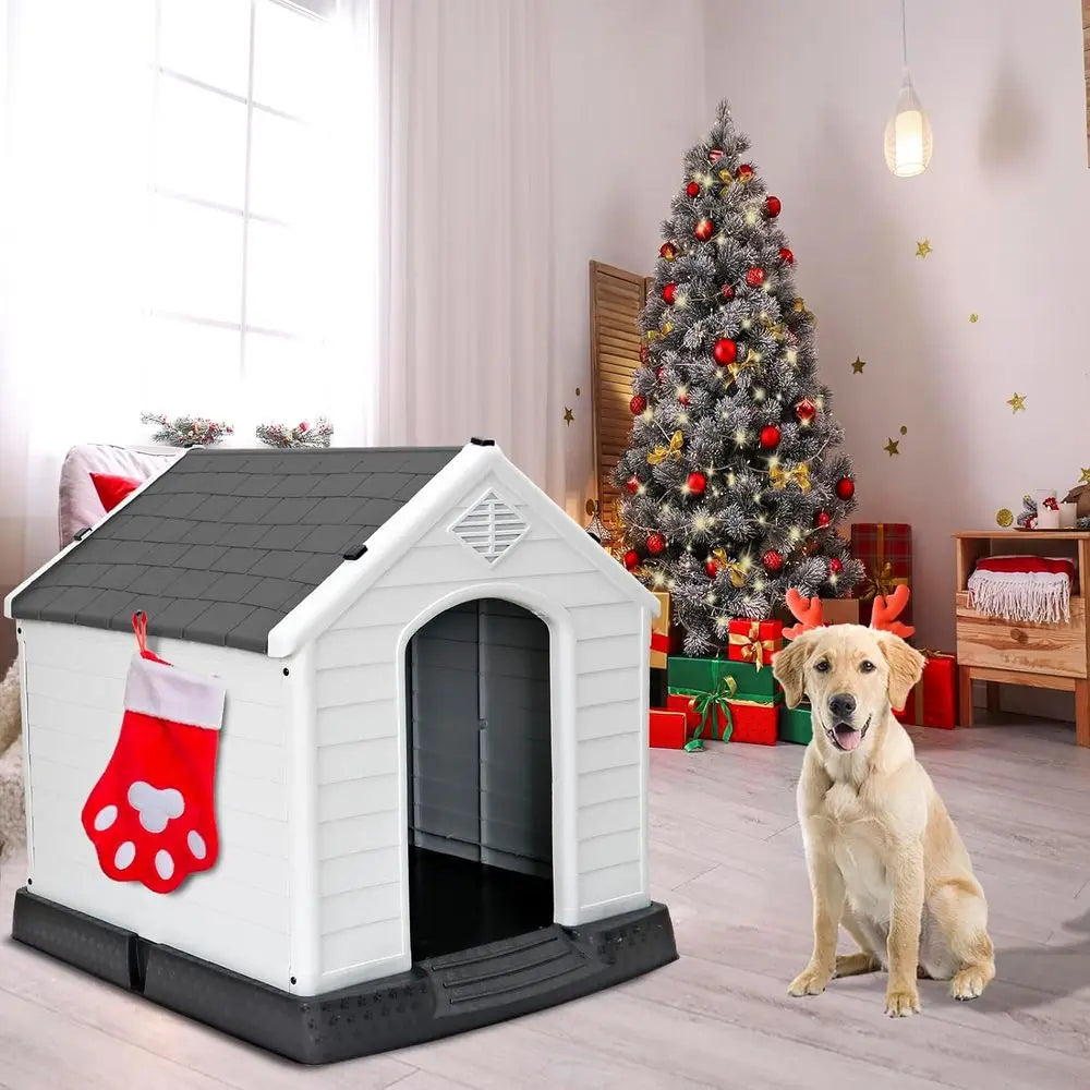Weatherproof Insulated Dog Kennel With Air Vents Indoor Outdoor
