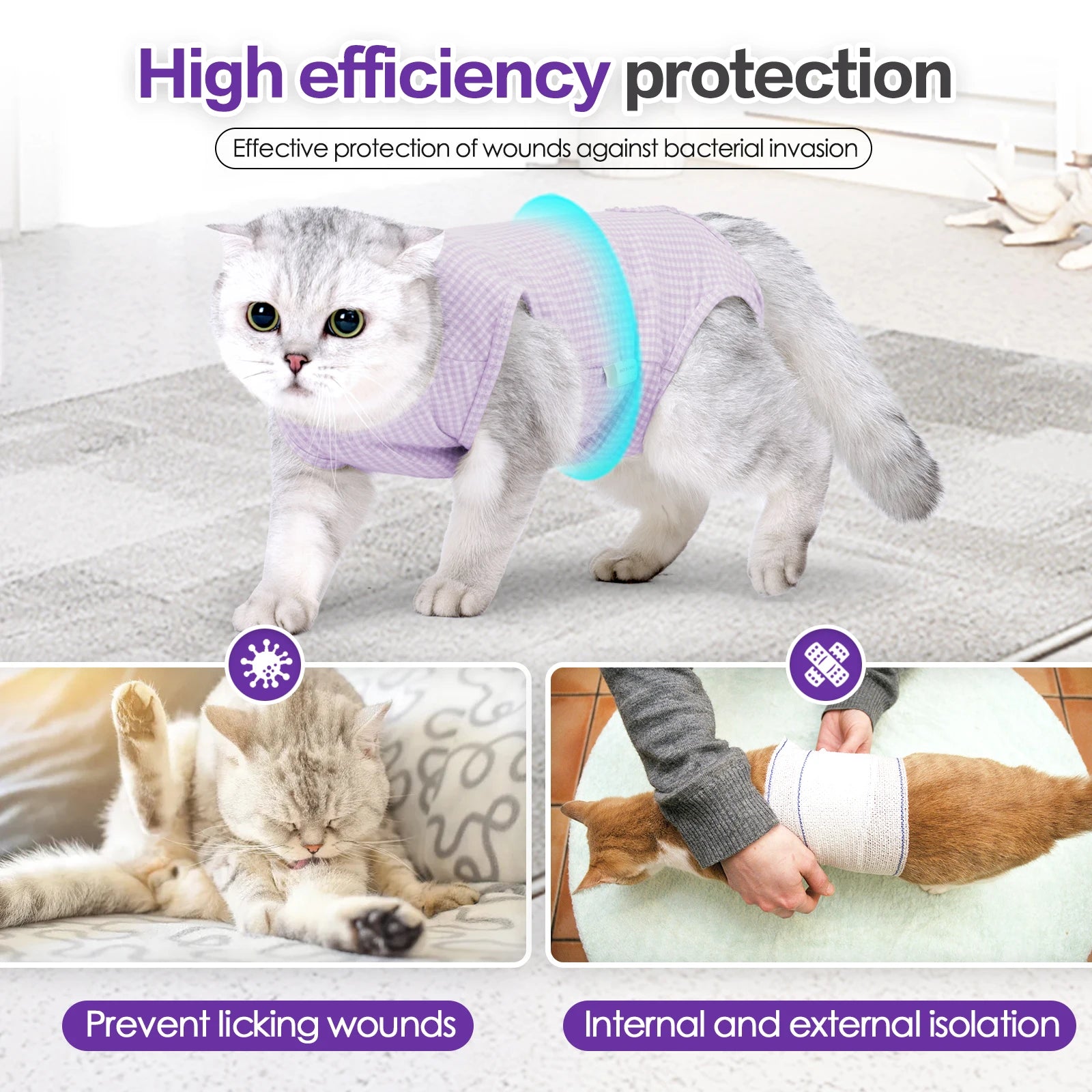 Cat Recovery Suit Professional,Abdominal Wounds Cone E-Collar Alternative,Pet Surgical Recovery Suit Soft Onesie for Cats