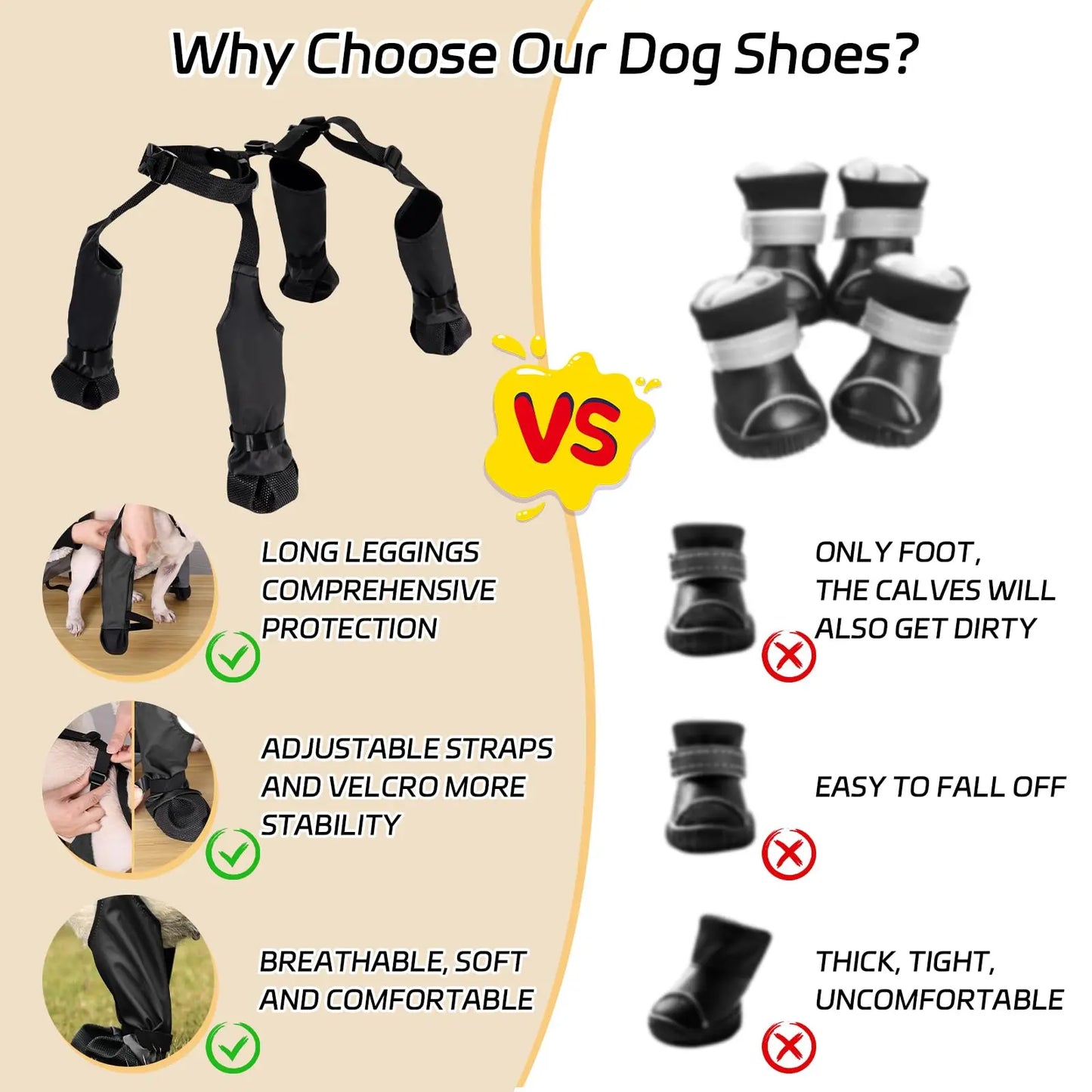 Waterproof Adjustable Dog Boots for Outdoor Walking -Waterproof Dog Paw Boot Walking Dog Shoes For Rainy