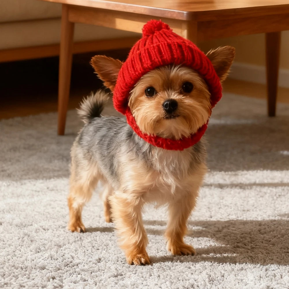 NONECN Warm Knitted Hat For Maltese Dogs Indoors Outdoors