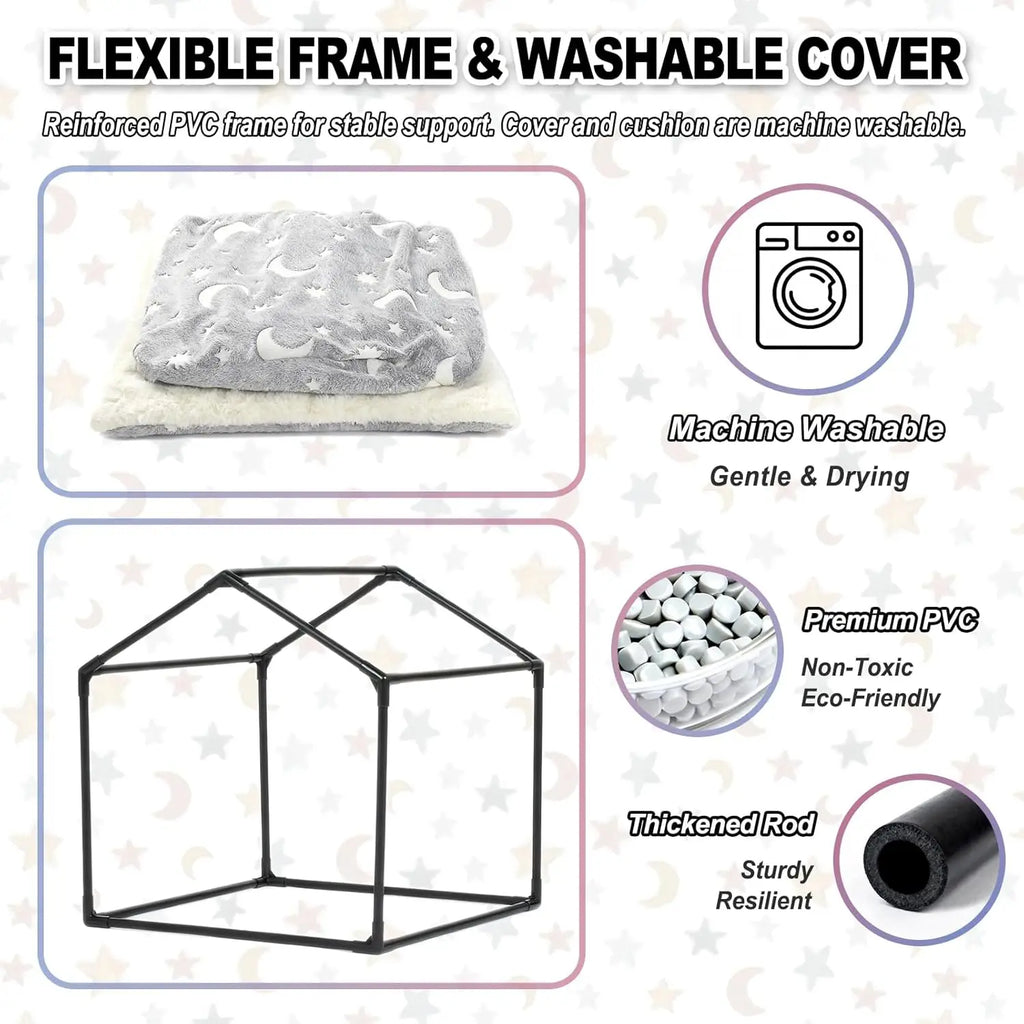 Night Luminous Star Dog Tent With Washable Cave Bed
