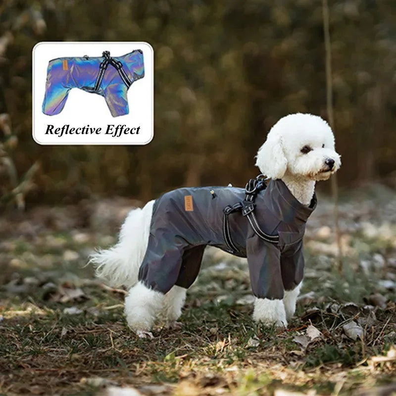 NONE Dog Raincoat With Harness Waterproof Jacket Reflective